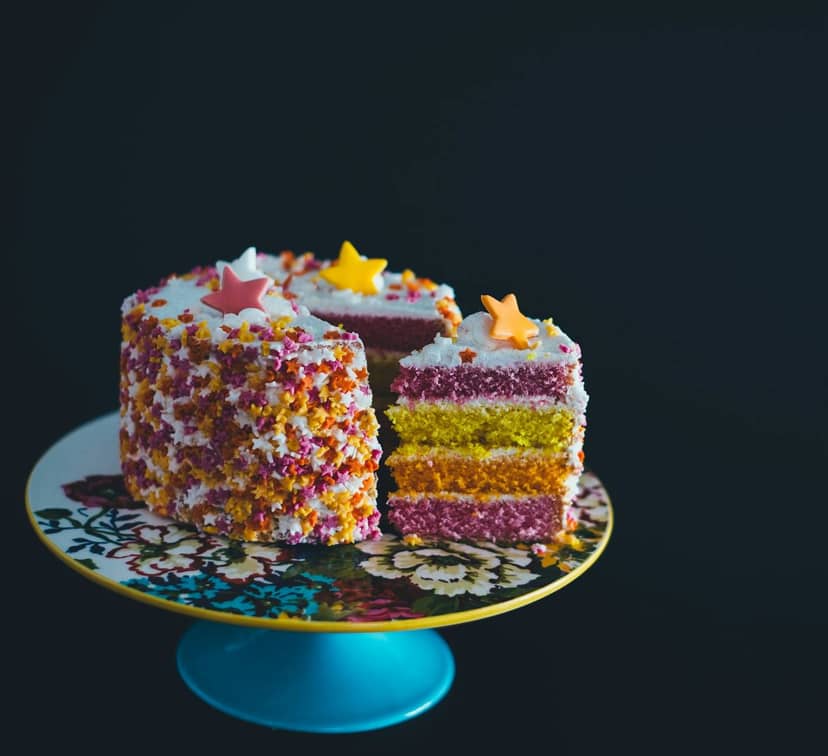 A rainbow layer birthday cake