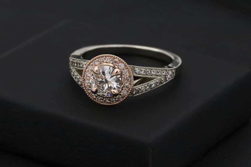 A diamond ring on dark velvet